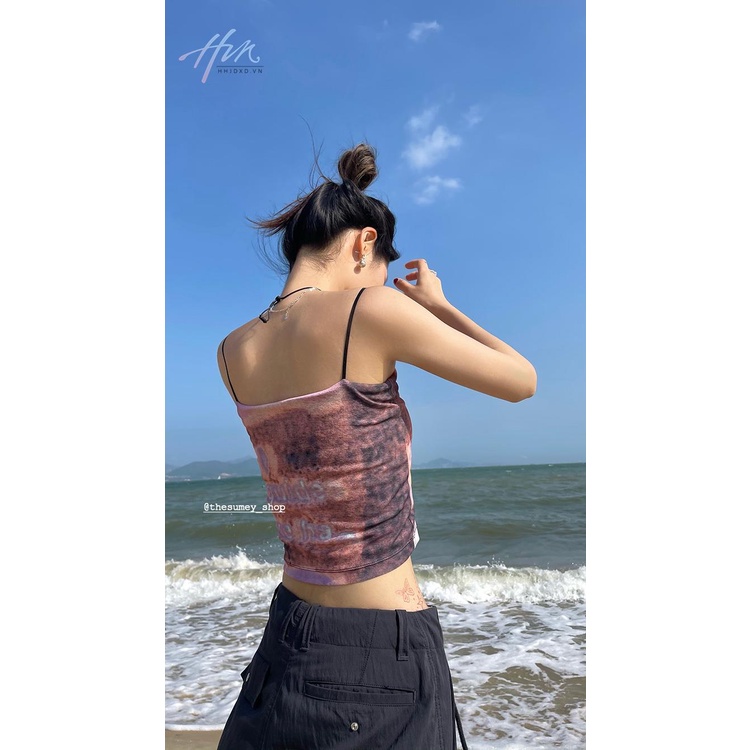 Áo Hai Dây Ôm Dáng Màu Hồng Ngọt Ngào Thiết Kế Niche Thời Trang Xuân Hè Cho Nữ