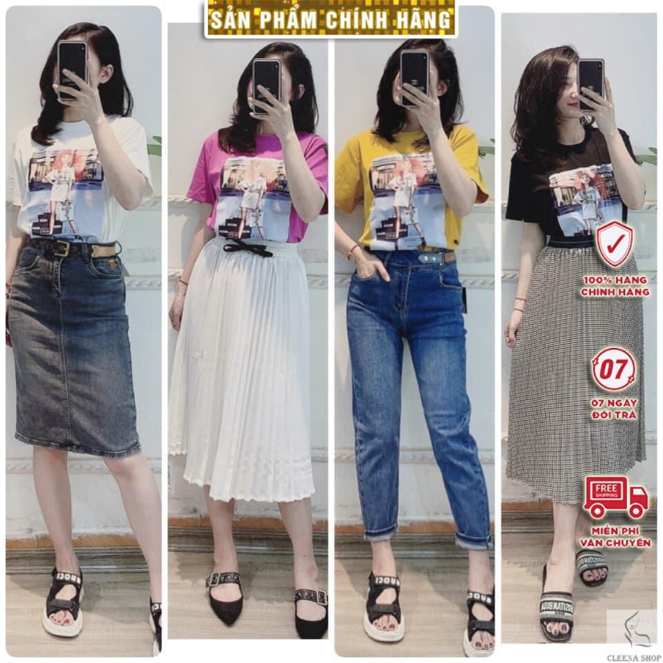 Áo thun nữ cộc tay MOCHINO mới in pet 3D phông xuông vải cotton co giãn thoáng mát