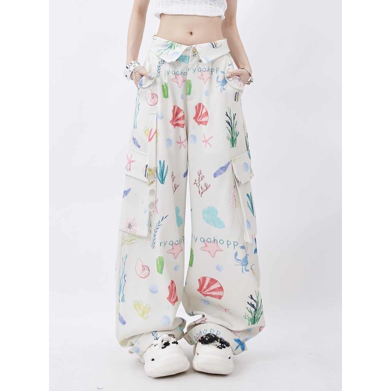 Quần Ống Rộng Dopamine Mỏng Nhẹ Phong Cách Mỹ Cổ Điển Thời Trang Mùa Hè Cho Nữ