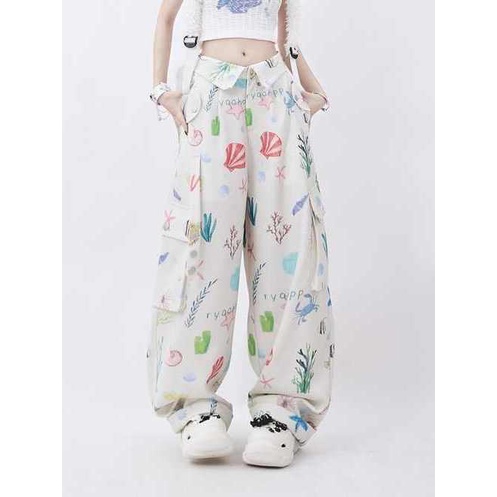 Quần Ống Rộng Dopamine Mỏng Nhẹ Phong Cách Mỹ Cổ Điển Thời Trang Mùa Hè Cho Nữ