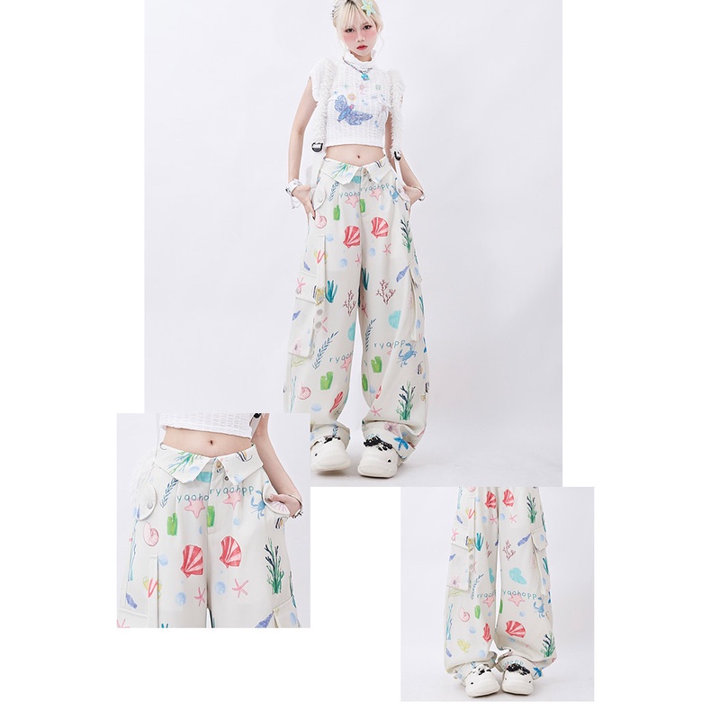 Quần Ống Rộng Dopamine Mỏng Nhẹ Phong Cách Mỹ Cổ Điển Thời Trang Mùa Hè Cho Nữ