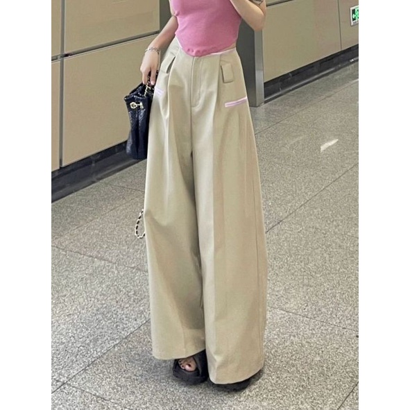 Quần Dài Ống Rộng Lưng Cao Phong Cách Hip Hop Hàn Quốc Thời Trang Mùa Hè Cho Nữ