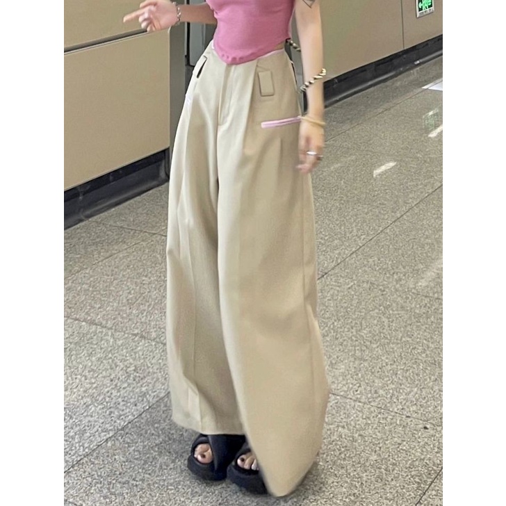 Quần Dài Ống Rộng Lưng Cao Phong Cách Hip Hop Hàn Quốc Thời Trang Mùa Hè Cho Nữ