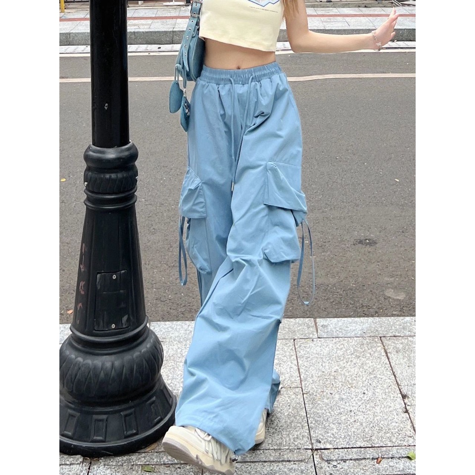 Quần Dài Ống Rộng Lưng Cao Phong Cách Hip Hop Thời Trang Mùa Hè Cá Tính Cho Nữ