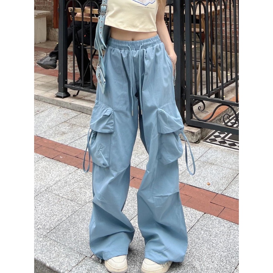 Quần Dài Ống Rộng Lưng Cao Phong Cách Hip Hop Thời Trang Mùa Hè Cá Tính Cho Nữ