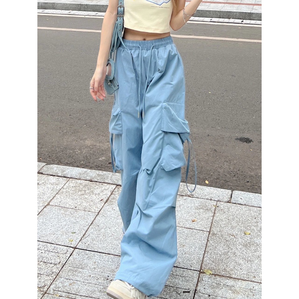 Quần Dài Ống Rộng Lưng Cao Phong Cách Hip Hop Thời Trang Mùa Hè Cá Tính Cho Nữ