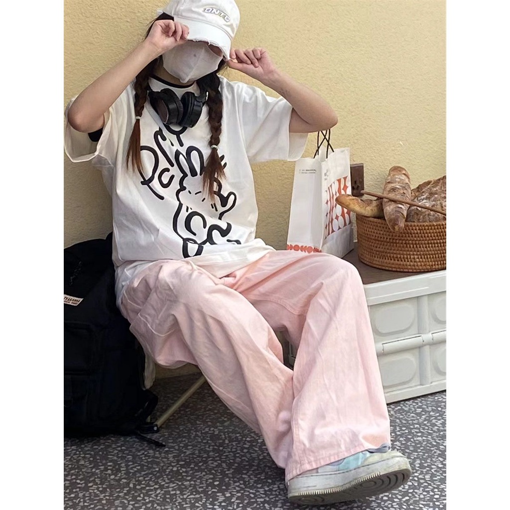 Quần Dài Ống Rộng Lưng Cao Co Giãn Phong Cách Nhật Bản Thời Trang Xuân Hè Cho Nữ