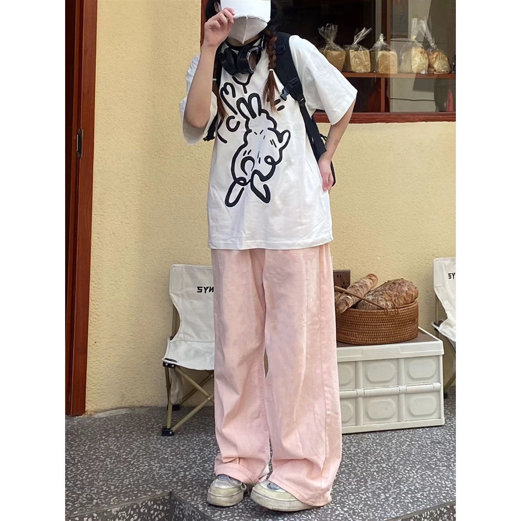 Quần Dài Ống Rộng Lưng Cao Co Giãn Phong Cách Nhật Bản Thời Trang Xuân Hè Cho Nữ