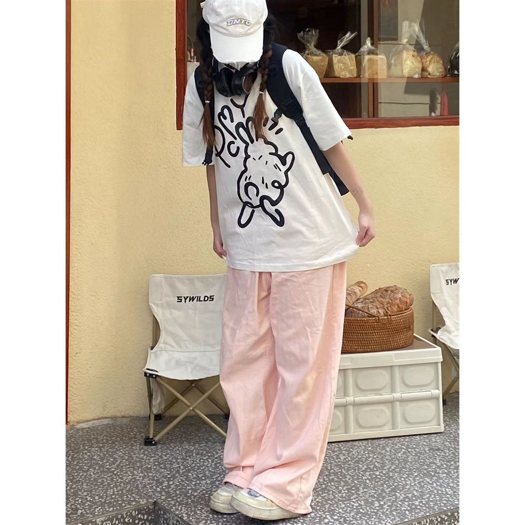 Quần Dài Ống Rộng Lưng Cao Co Giãn Phong Cách Nhật Bản Thời Trang Xuân Hè Cho Nữ