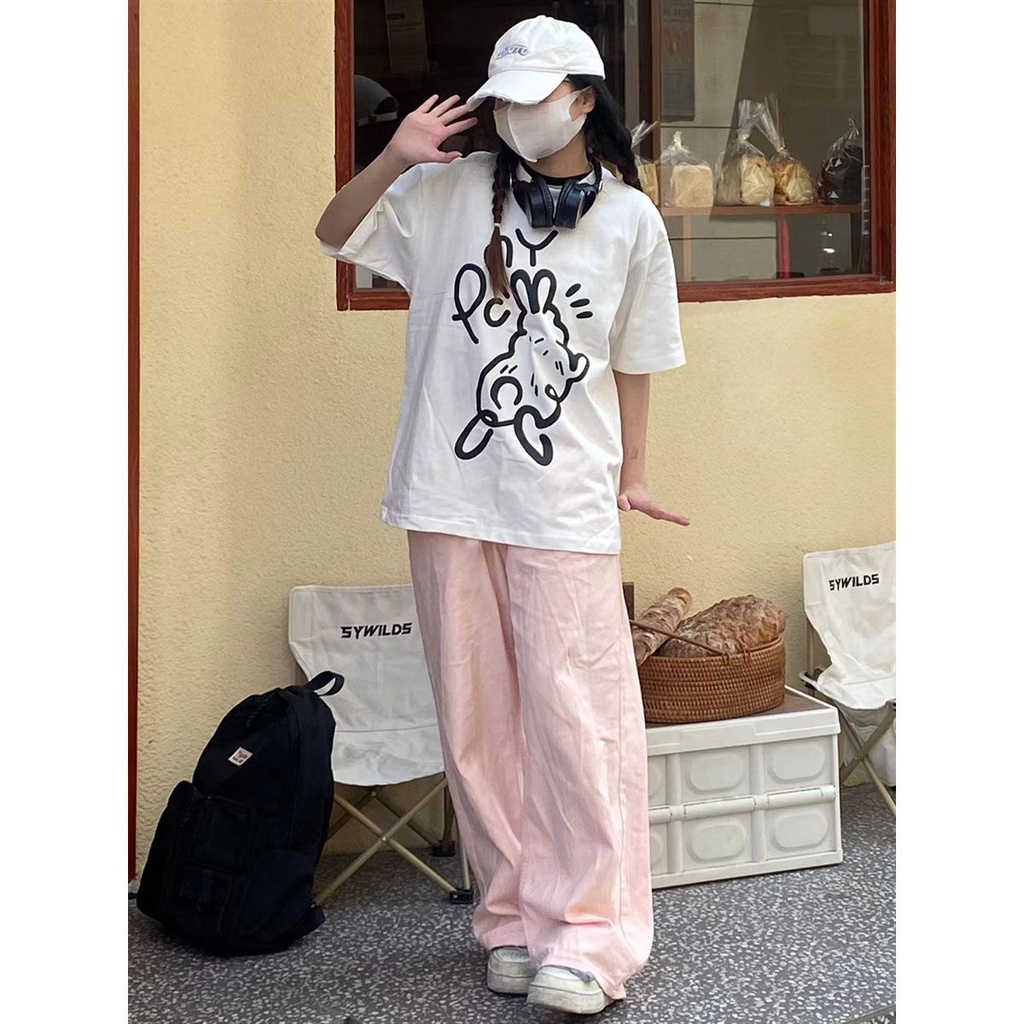 Quần Dài Ống Rộng Lưng Cao Co Giãn Phong Cách Nhật Bản Thời Trang Xuân Hè Cho Nữ