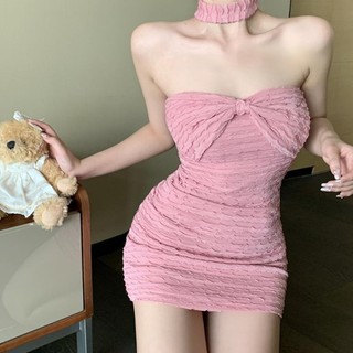 Đầm ống body cúp ngực sexy, đầm cúp ngực choàng cổ