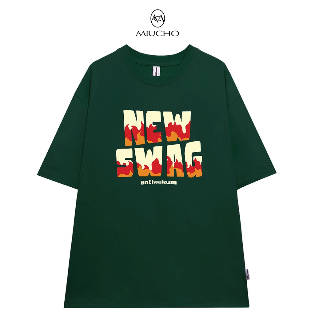 Áo thun nữ form rộng AT318 Miucho Brand cổ tròn chất vải cotton mềm mại in graphic