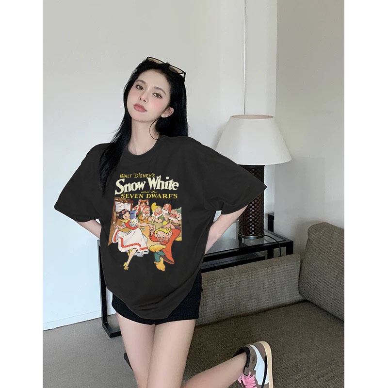 Áo thun nữ form rộng AT319 Miucho Brand cổ tròn chất vải cotton mềm mại in graphic