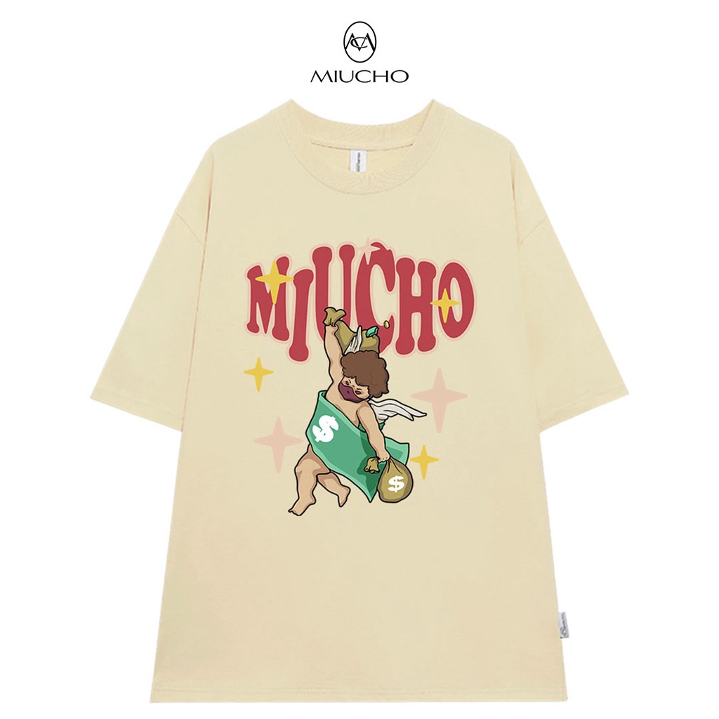 Áo thun unisex form rộng MT100 Miucho Brand basic tee tay lỡ vải cotton mềm mại dành cho nam nữ in graphic