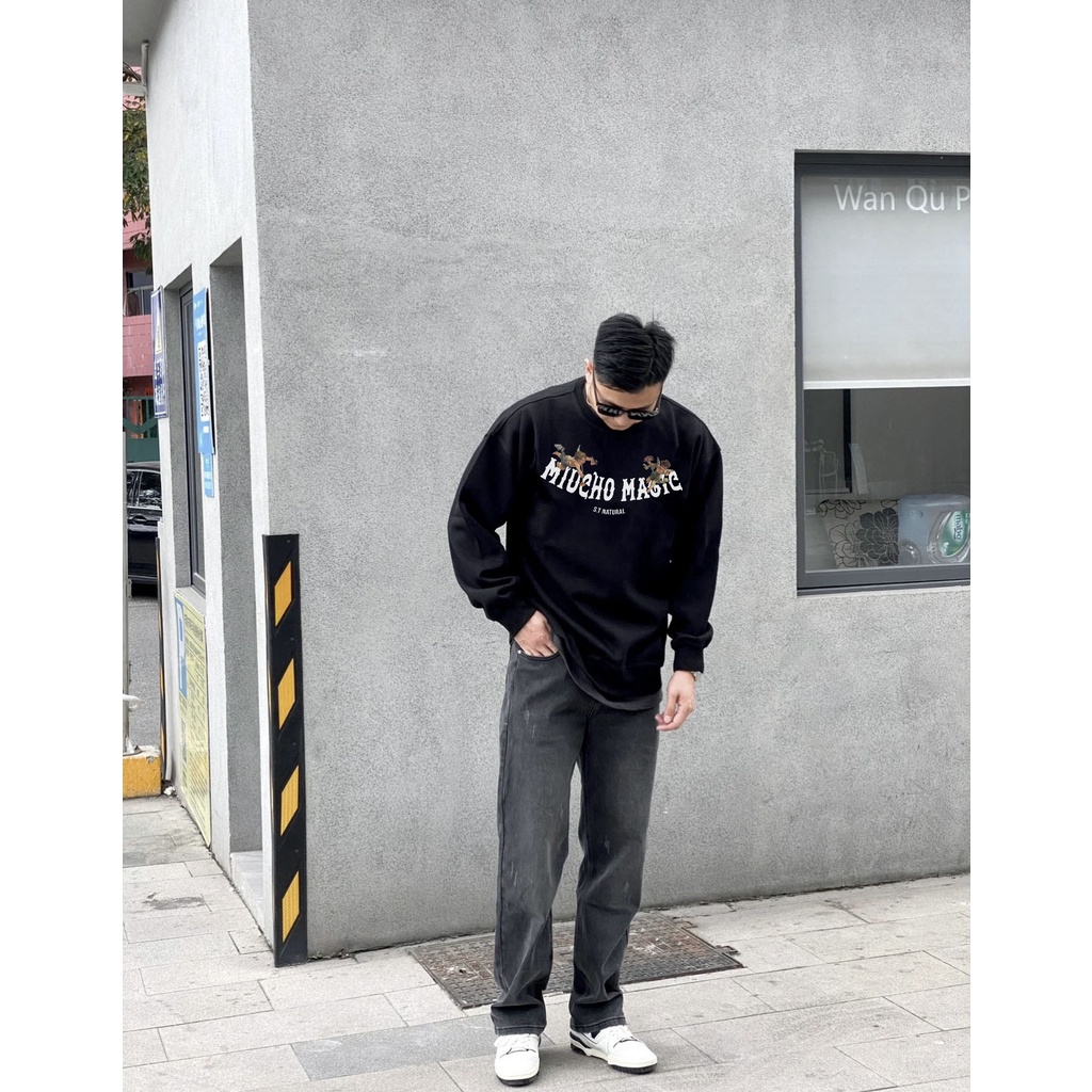Áo sweater nam unisex form rộng ST037 Miucho Brand chất vải nỉ bông dày dặn in graphic