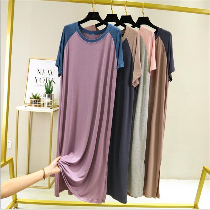 Đầm bầu suông dáng dài,Váy bầu dáng suông nữ cổ tròn chất thun nhiều màu Db02