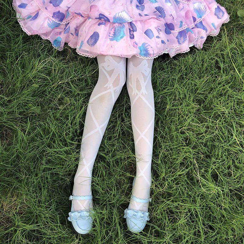 Quần Tất Mỏng Đính Nơ Phong Cách lolita Nhật Bản Dễ Thương Dành Cho Nữ