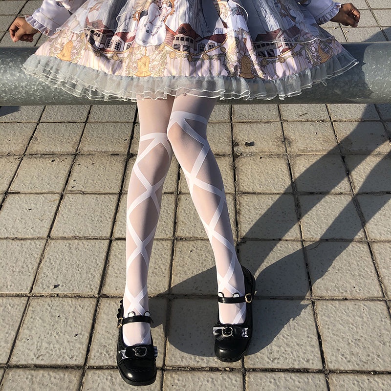 Quần Tất Mỏng Đính Nơ Phong Cách lolita Nhật Bản Dễ Thương Dành Cho Nữ