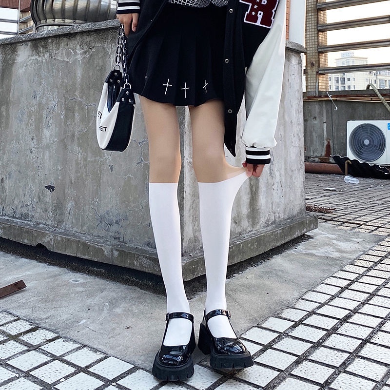 Slimmer Bộ Áo Liền Quần Ống Lửng Qua Bắp Chân Dáng Ngắn Màu Đen Giả Vớ jk