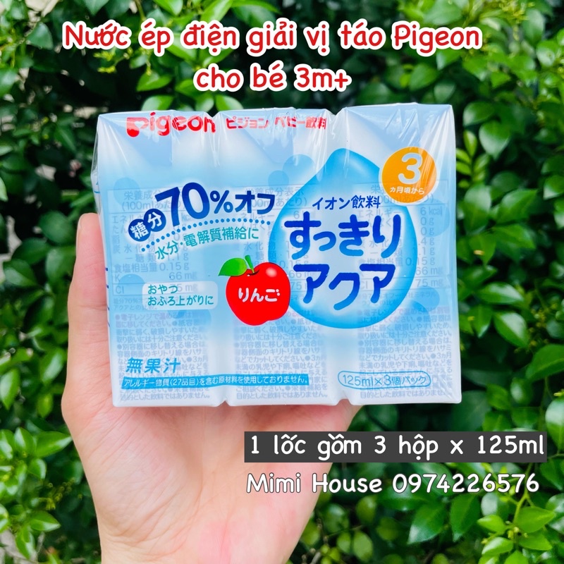 Nước ép điện giải vị táo Pigeon cho bé 3m+