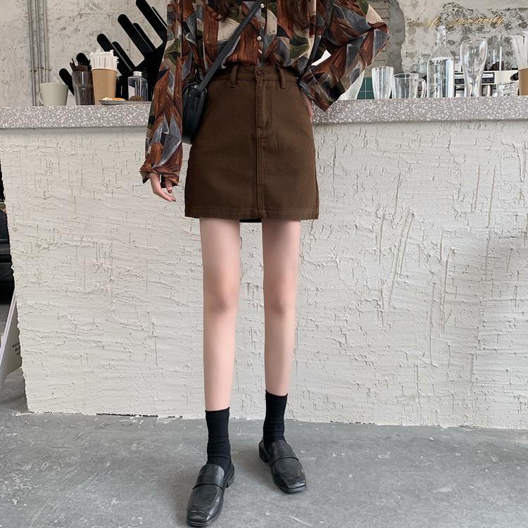 Jiashucheng Chân Váy Denim Chữ A Lưng Cao Màu Kẹo Đơn Giản Thời Trang Mùa Hè 2023