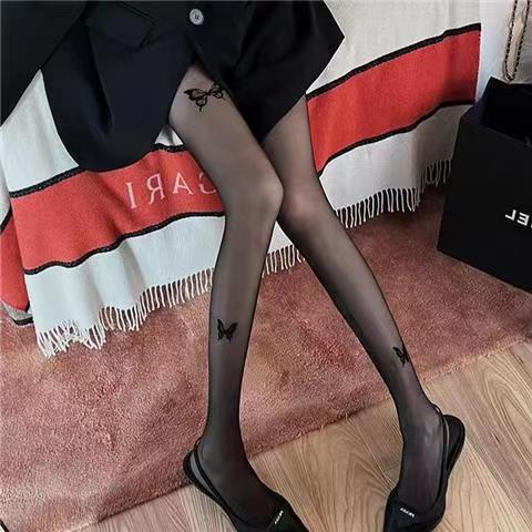Ultra Quần Tất Đen Siêu Mỏng Họa Tiết Bướm Quyến Rũ Cho Nữ