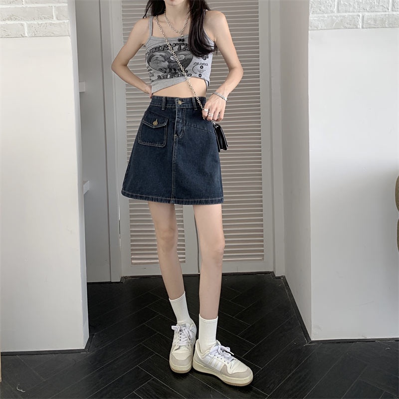 Jiashucheng Chân Váy Denim Ngắn Dáng Chữ a Cỡ Lớn Phong Cách Mới Mùa Hè Cho Nữ