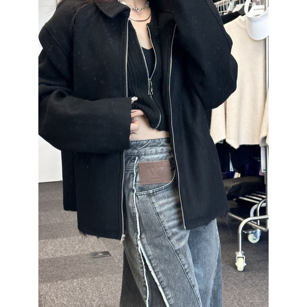 Quần Jean Dài Lưng Cao Ống Rộng Cỡ Lớn Kiểu Retro Thời Trang Mùa Xuân Cho Nữ