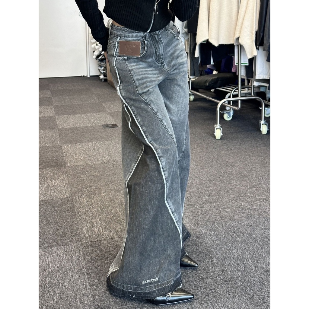 Quần Jean Dài Lưng Cao Ống Rộng Cỡ Lớn Kiểu Retro Thời Trang Mùa Xuân Cho Nữ