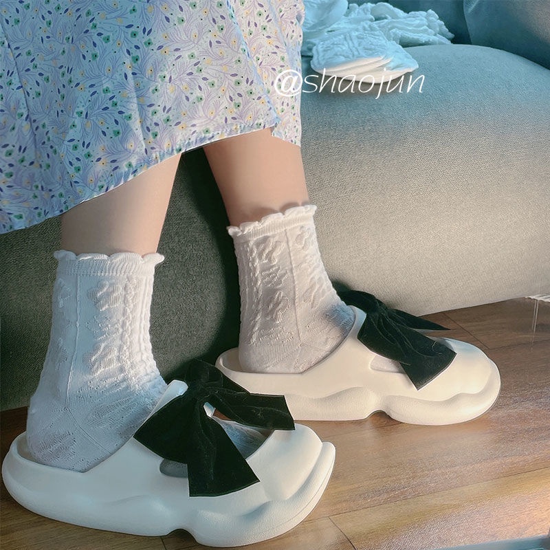 Vớ Cotton Phối Ren Mỏng Thoáng Khí Thời Trang Mùa Hè Dễ Thương Cho Nữ