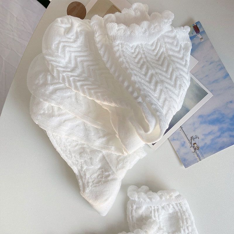 Vớ Cotton Phối Ren Mỏng Thoáng Khí Thời Trang Mùa Hè Dễ Thương Cho Nữ