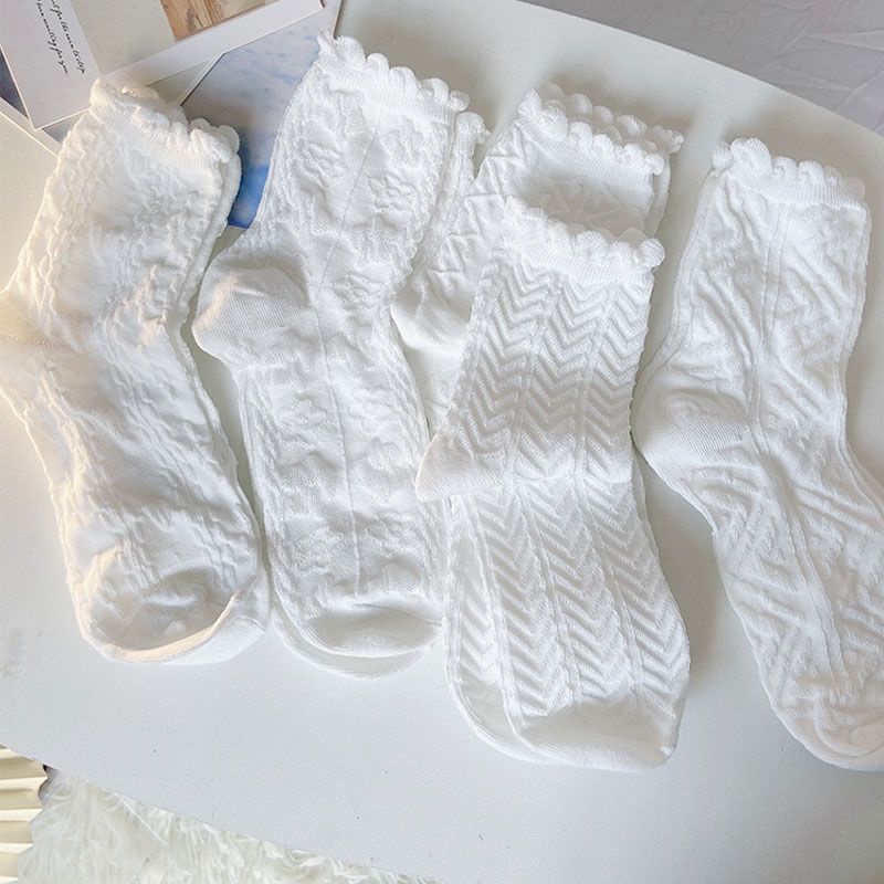 Vớ Cotton Phối Ren Mỏng Thoáng Khí Thời Trang Mùa Hè Dễ Thương Cho Nữ