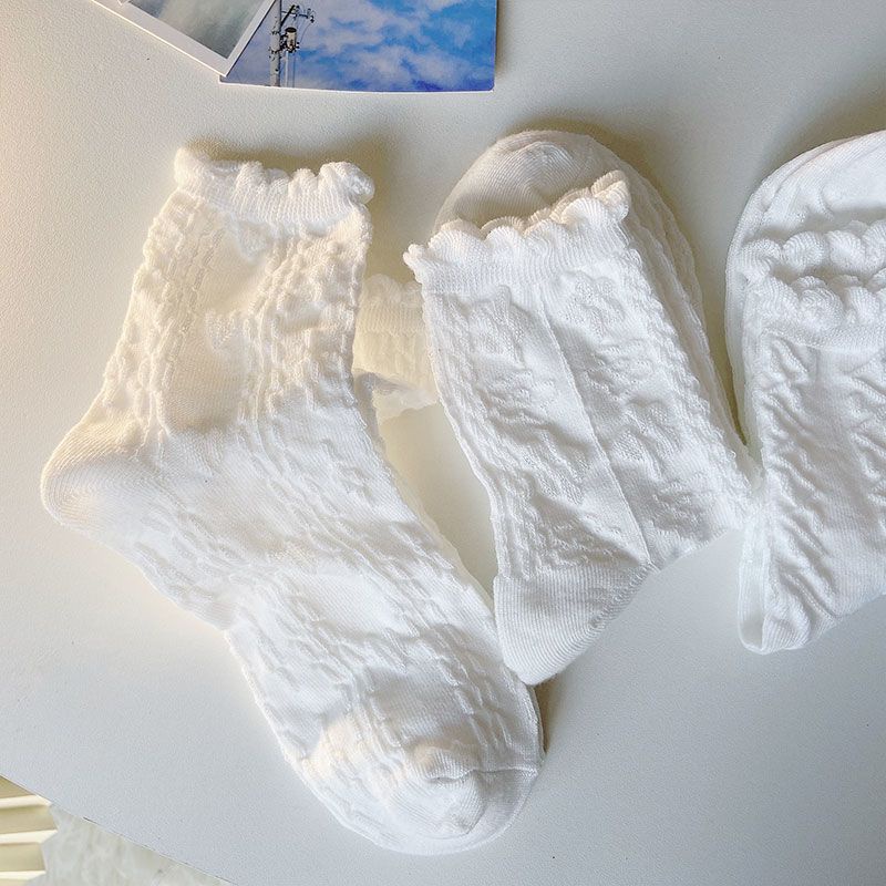 Vớ Cotton Phối Ren Mỏng Thoáng Khí Thời Trang Mùa Hè Dễ Thương Cho Nữ