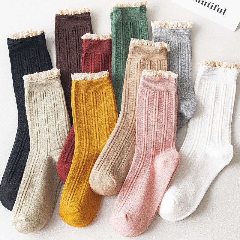 Tất Cotton Phối Ren Phong Cách Nhật Bản Thời Trang Xuân Hè Cho Nữ