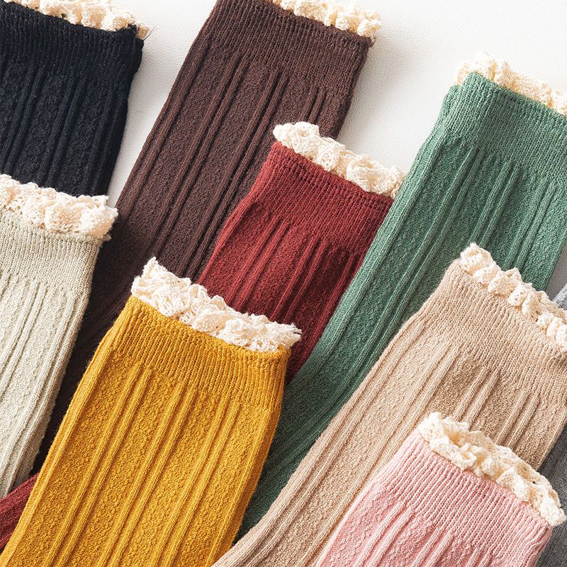 Tất Cotton Phối Ren Phong Cách Nhật Bản Thời Trang Xuân Hè Cho Nữ