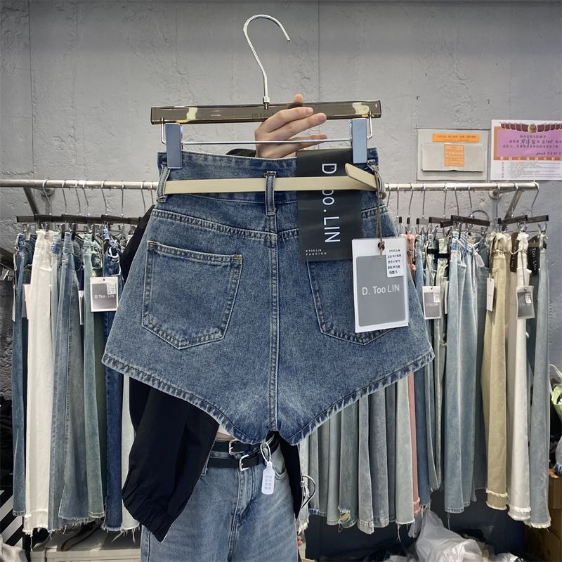 Jiashucheng Quần Short Denim Lưng Cao Dáng Ôm Cột Dây Đơn Giản Phong Cách Hàn Quốc Cổ Điển Thời Trang Mùa Hè Dành Cho Bạn Nữ
