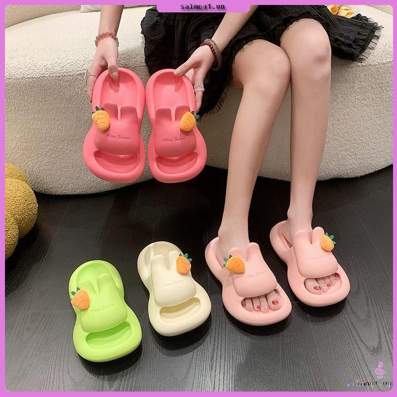 Dép bánh mì thỏ dễ thương đế dày chống trượt mặc bên ngoài đế mềm