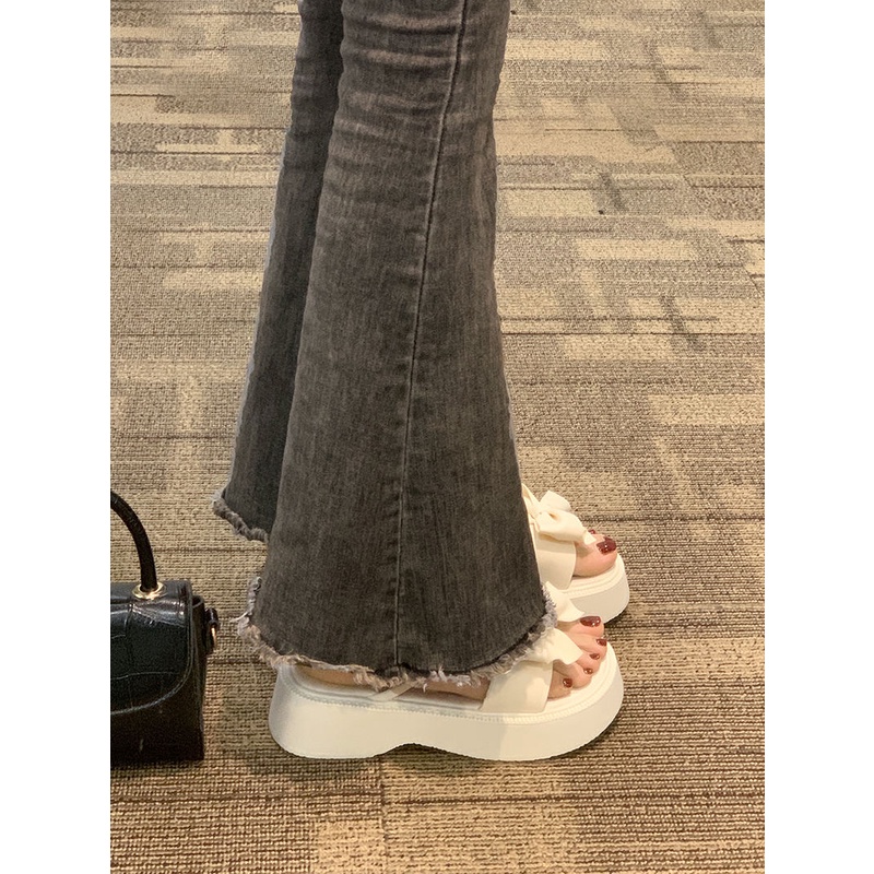 Dép Đế Dày Chống Trượt Đính Nơ Phong Cách Phương Tây Thời Trang Cho Nữ