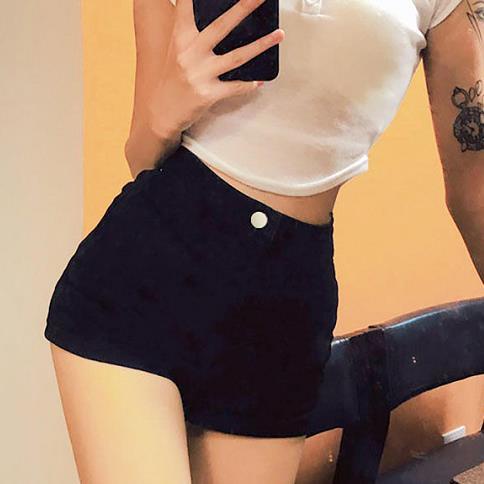 Jiashucheng Quần Short Denim Màu Gradient Phối Khóa Kéo Nhỏ Co Giãn Ống Rộng Thời Trang Mùa Hè Cho Nữ