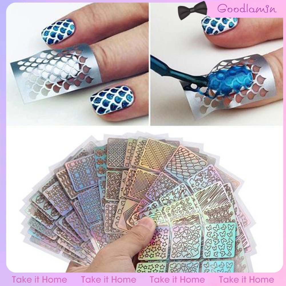 Set 6 / 12 / 24 Tấm Dán Khuôn Vẽ Móng Nghệ Thuật DIY