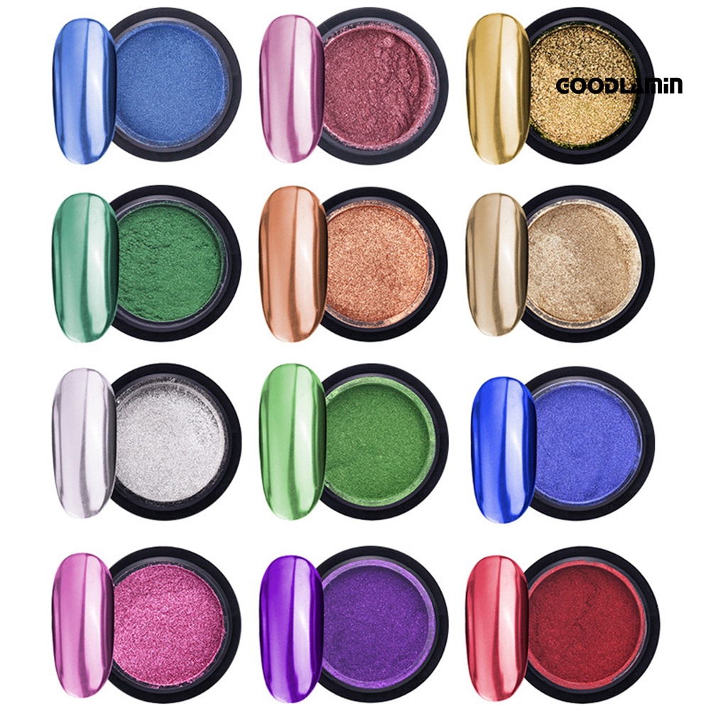 Bột Tráng Gương 12 Màu Siêu Mỏng Dùng Để Trang Trí Móng Nghệ Thuật