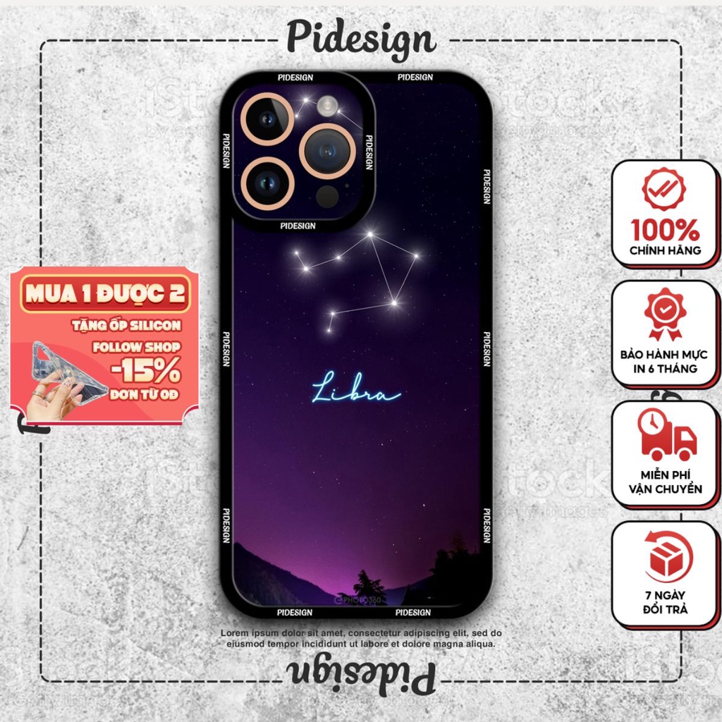 Ốp lưng iphone cung hoàng đạo Thiên Bình Libra đẹp cho 6 7 8plus X Xs max 11 12 12pro 12promax 13 14pro max pideisgn