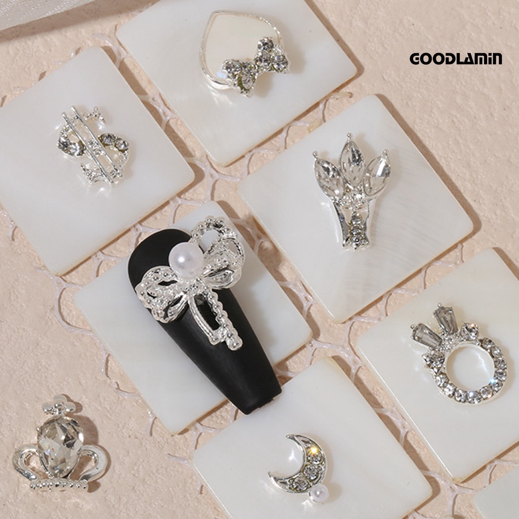 Set 20 Phụ Kiện Trang Trí Móng Tay Sáng Tạo Hình Trái Tim Nơ Bằng Hợp Kim Chống Rỉ Sét