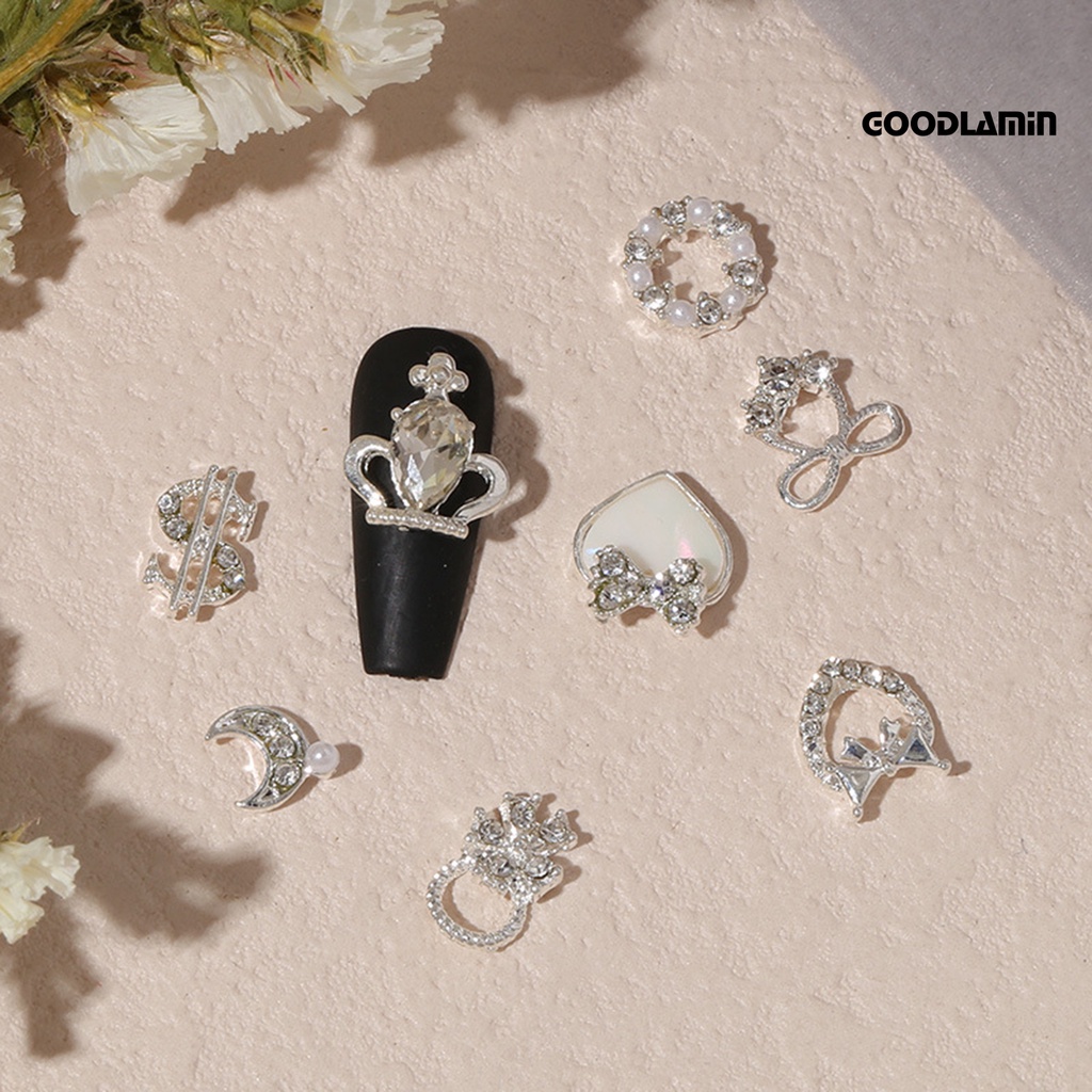 Set 20 Phụ Kiện Trang Trí Móng Tay Sáng Tạo Hình Trái Tim Nơ Bằng Hợp Kim Chống Rỉ Sét