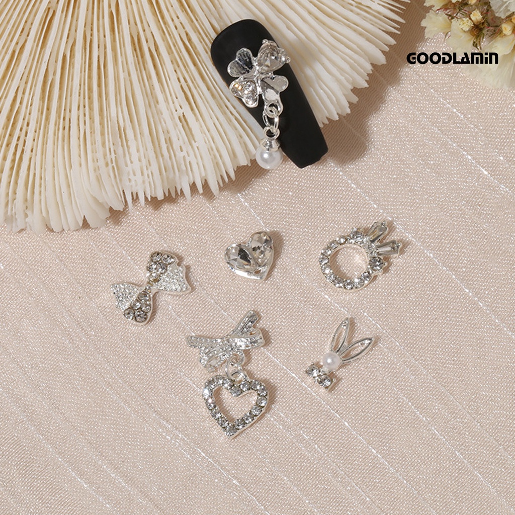 Set 20 Phụ Kiện Trang Trí Móng Tay Sáng Tạo Hình Trái Tim Nơ Bằng Hợp Kim Chống Rỉ Sét