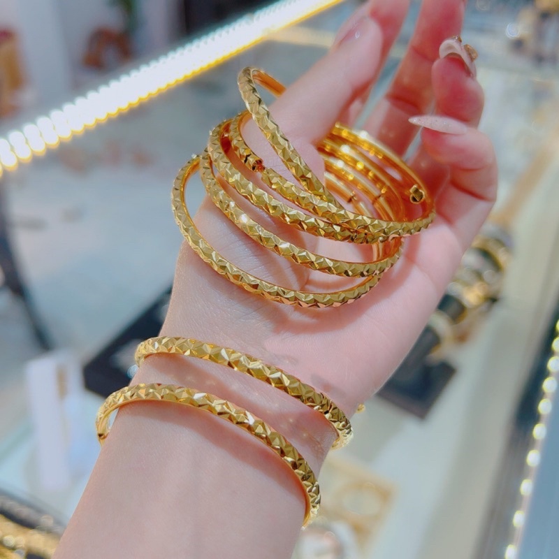 Vòng xi men chạm 5D kim cương mạ vàng bền màu