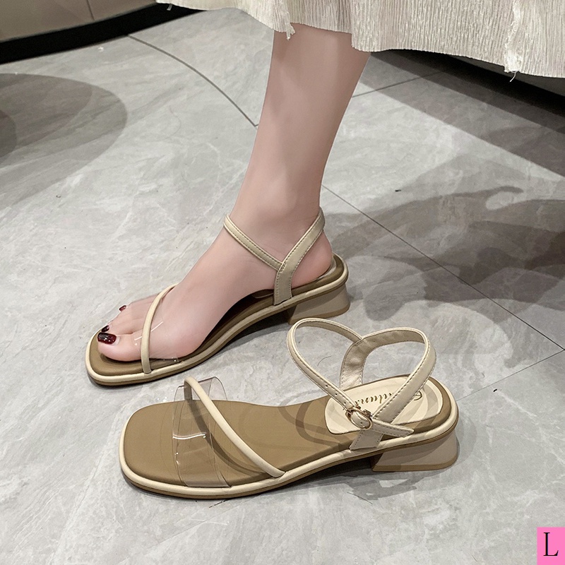 Sandal Cao Gót Mũi Vuông Hở Ngón Phong Cách Pháp Nhẹ Nhàng Hàng Mới 2023 Dành Cho Bạn Nữ
