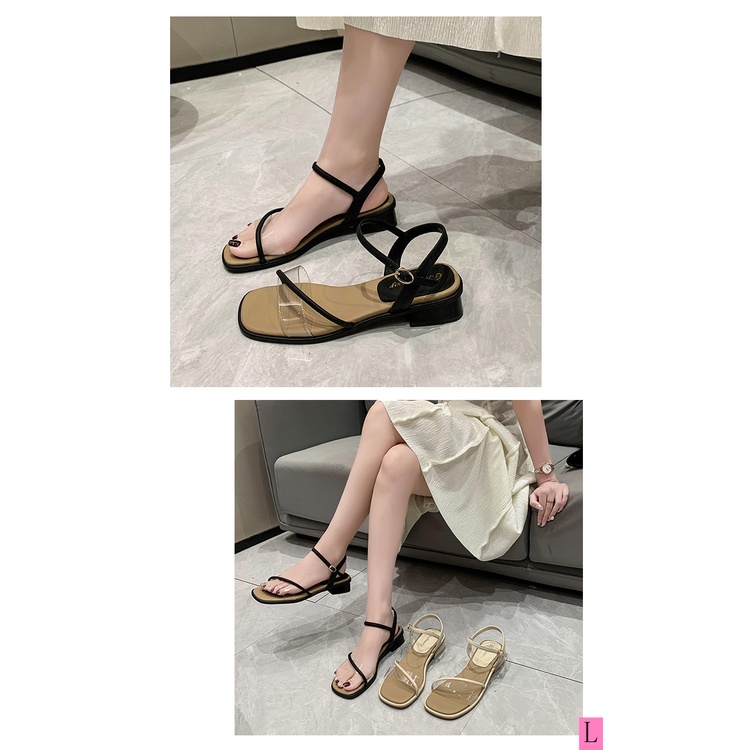 Sandal Cao Gót Mũi Vuông Hở Ngón Phong Cách Pháp Nhẹ Nhàng Hàng Mới 2023 Dành Cho Bạn Nữ