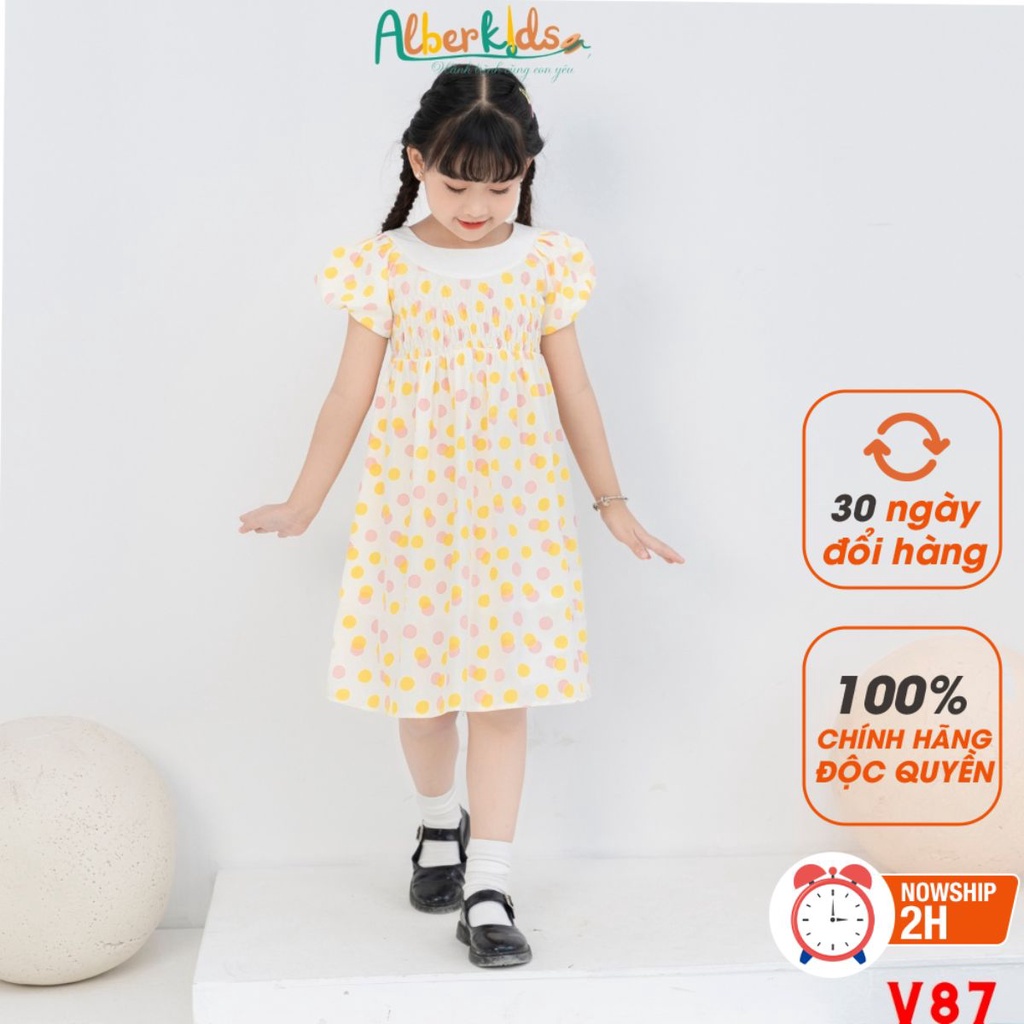 Váy cho bé gái ALBER KIDS hoạ tiết chấm bi xinh đẹp Vanila Dress cho trẻ