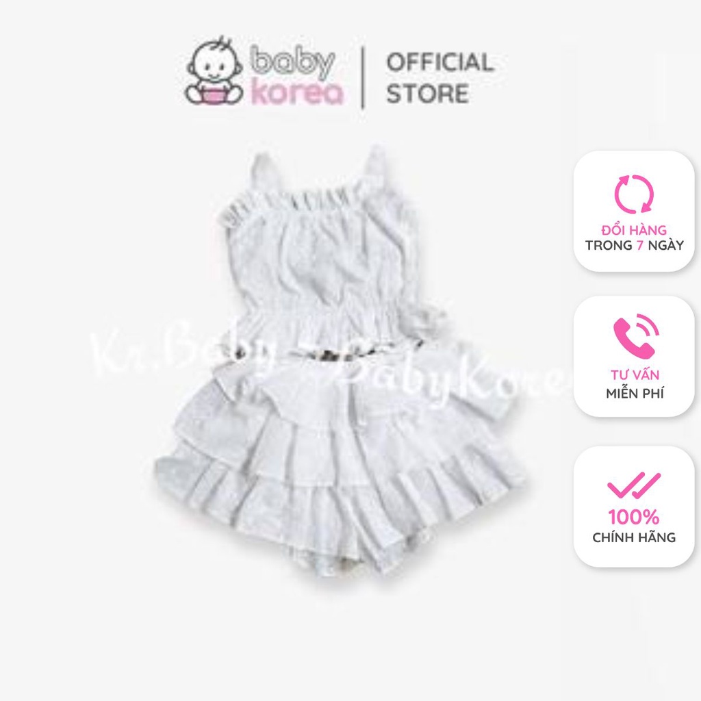 Set áo hai dây kèm quần váy 3 tầng ren lỗ MiniCloset made in Korea thoáng mát cho bé gái 1 2 3 4 5 6 7 tuổi Hàn Quốc